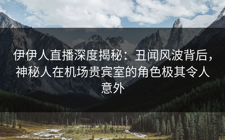 伊伊人直播深度揭秘：丑闻风波背后，神秘人在机场贵宾室的角色极其令人意外