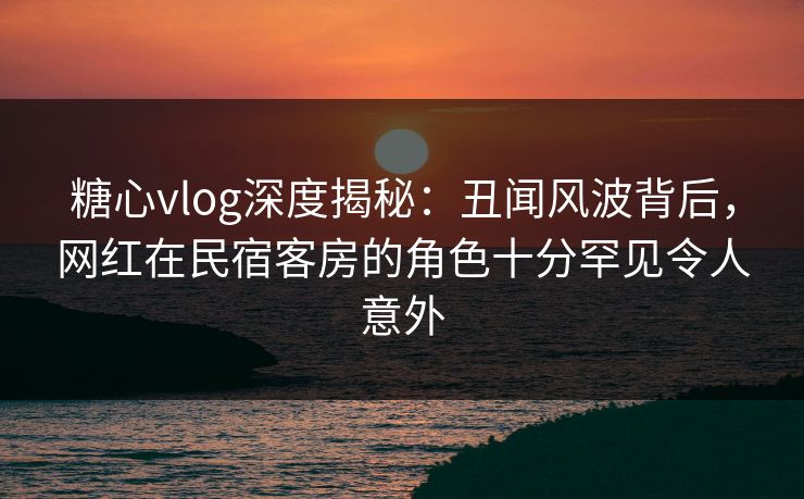 糖心vlog深度揭秘：丑闻风波背后，网红在民宿客房的角色十分罕见令人意外