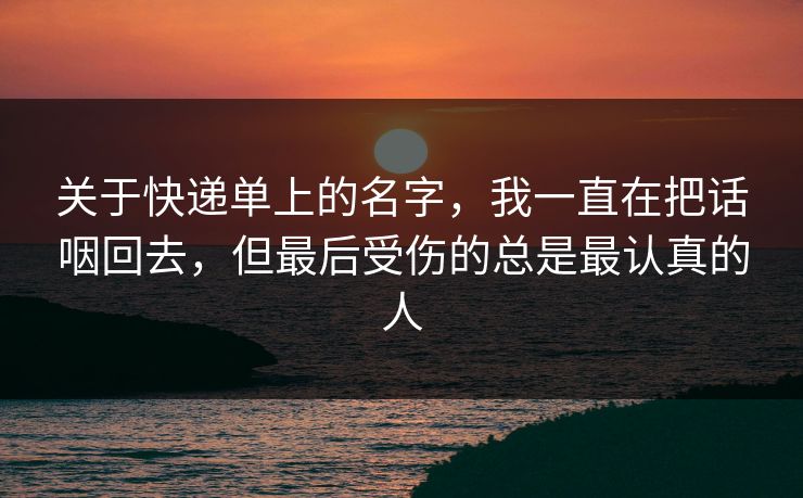 关于快递单上的名字,我一直在把话咽回去,但最后受伤的总是最认真的人